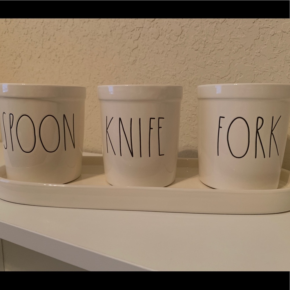 Rae Dunn Fork Spoon Knife Ceramic Holder